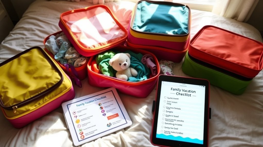 organized family vacation packing