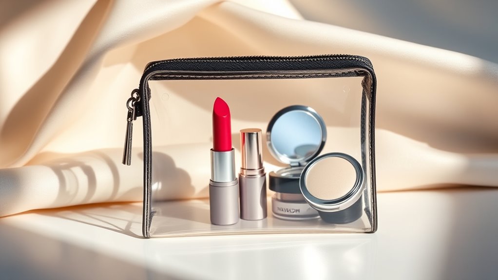 travel friendly clear cosmetic pouch